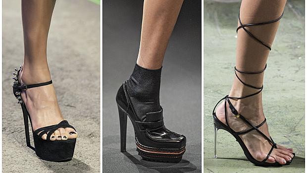 Обуваме черните вечерни обувки на висок ток: 20 ефектни модела от подиума