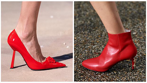 Обуваме червените вечерни обувки на висок ток: Най-страстните модели от подиума