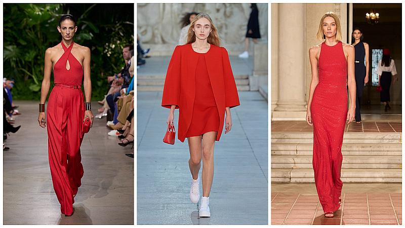 Обличаме се в червено: 20 елегантни визии от модните писти