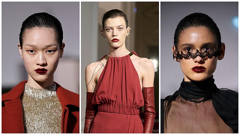 Смелото червено червило се завърна на шоуто на Valentino Haute Couture